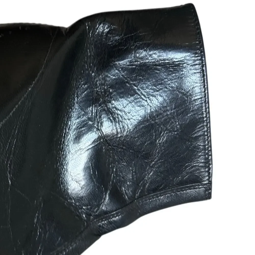 Vintage Tramp Line Black Leather Cowboy Boots Men's 8.5 EE Wide